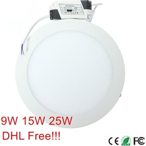 DHL Free 9W 15W 25W Surface Mouted Ceiling Downlight Panel LED Light with driver AC85-265V High Lumens LED Down Light