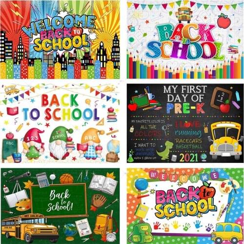 Welcome Back To School Photography Backdrop Blackboard Kids Learning First Day of School Teachers Students Party Photo Backgrond