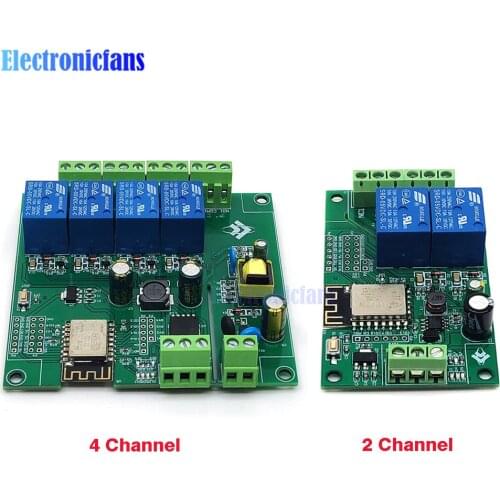 AC/DC Power Supply ESP8266 Wireless WIFI 2 Channel 4 Channel Relay Module ESP-12F Wifi Development Board for Arduino 5V/8-80V