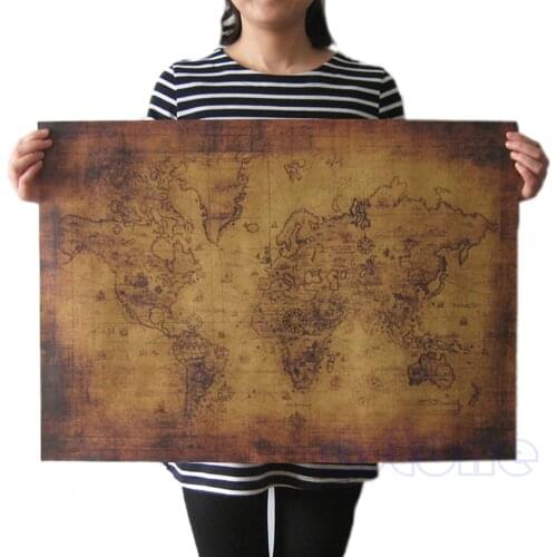 K5DC Large Vintage Style Retro Paper Poster Globe Old World Map Gifts 71x51cm