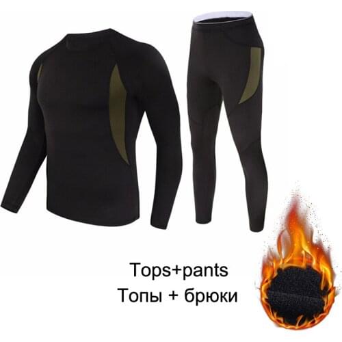 Winter Thermal Underwear Set Men Warm Fleece Fitness Legging Tight Undershirts Compression Quick Drying Male Thermo Long Johns