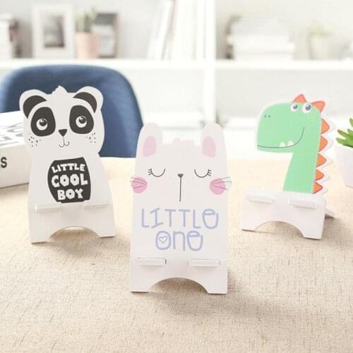 Creative DIY Desktop Decor Figurines Wood Cartoon Cute Animal HomeDecor Crafts Mobile Phone Bracket Tablet PC Storage Racks