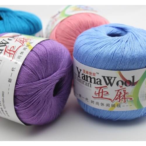 Flax bud silk thread baby fine thread silk cotton coaster thread spring summer Crochet line 50g yarn bamboo knitting colorful