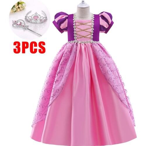 Summer Girls Dress Princess Costume for Girl Kids Cosplay Sofia Vestidos Gown Children Birthday Party Wedding Clothing 2-10 Yrs