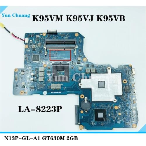 K95V K95VM K95VJ K95VB A95VM A95V A95VB A95VJ laptop motherboard For Asus 2G QCL90 LA-8223P Mainboard 4 ram slots GT630M Tested