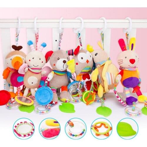 Cartoon Baby Toys 0-12 Months Bed Stroller Baby Mobile Hanging Rattles Newborn Plush Infant Toys for Baby Boys Girls Gifts