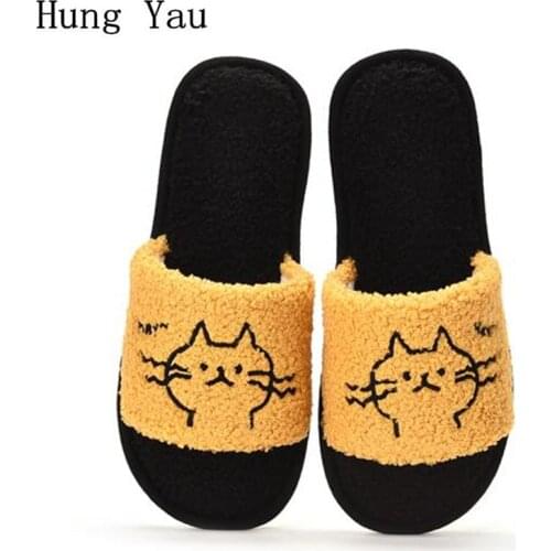 Men Slippers Flips Flops Autumn Winter Shoes Cartoon Cat Fashion Platform Male Slides Non-slip Flats Indoor Comfortable