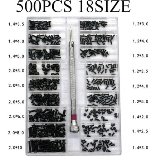 500Pcs 18 Types Mini screw DIY Kit Laptop Computer Glasses Assemble Repair Screw Fastener set Miniature Screw with Screwdriver