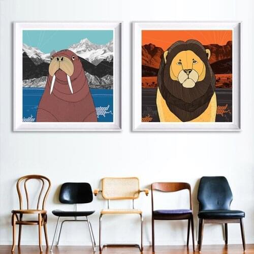Vintage Retro Fashion Cartoon Animals A4 Art Prints Kids Room Poster Wall Pictures Canvas Painting Home Decor Modern Design Art