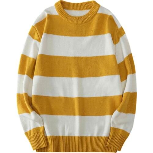 New Arrival Mens Oversized Sweater Striped Sweaters Korean Streetwear Mens Jumpers Mens Pullover Knitted Plus Size 8XL