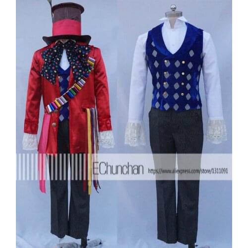 New Arrival Mad Hatter costume Mens adult Alice in Wonderland costume party cosplay halloween costumes for men fancy dress