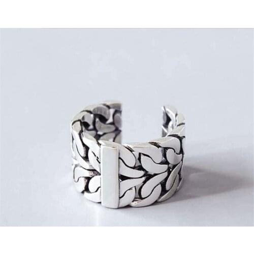 New Simple Creative Chai Shaped 925 Sterling Silver Jewelry Not Allergic Temperament Wide Personality Opening Rings SR527