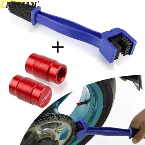 Motorcycle Chain Cleaning Maintenance Brush Vehicle Wheel Tire Valve Stem Caps For Honda CBR1100 XXV XXW XXX XXY XX-1 XX-2 XX-3