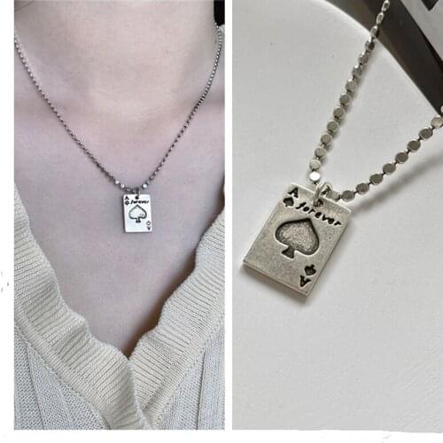 Personality Poker Pendant Necklace Girl Choker Accessories Female Vintage Heart Letter Necklace Female Women Jewelry 2021 Trendy