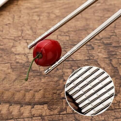 Portable Black Stainless Steel Non-slip Square Chopsticks Kitchen Tableware Korean Chopsticks