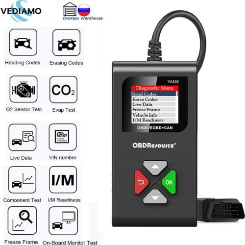 Check Engine Error Code Reader Newest YA102 12V Automotive Tester OBD2 Scan Tool Multi-Language Lifetime Free Software Update