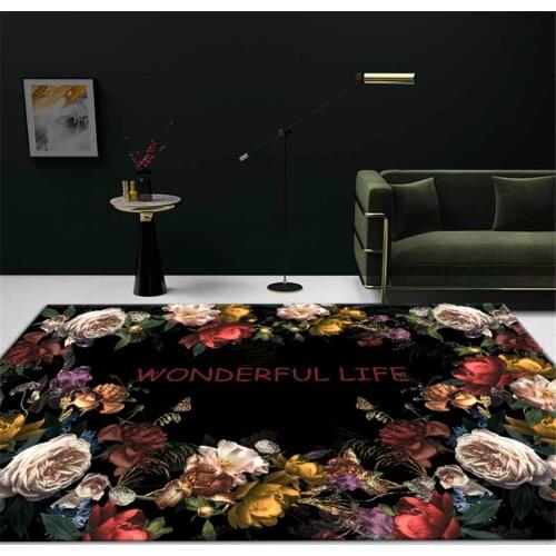 Luxury Black Carpet With Flower For living Room Rugs Dining Room Hanging Chair Mat Floor Mat Bedside Table Bedroom Rugs Modern