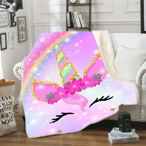 Pink Cute Unicorn Gothic Fleece Blanket For Beds Thick Quilt Fashion Bedspread Sherpa Throw Blanket Adutls Kids Dropship
