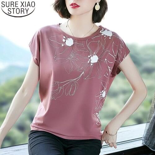 Short Sleeve Shirts Women 2021 Summer Women Blouses Cotton Casual Loose Fashion Print Korean Plus Size 4XL Women Tops 9688
