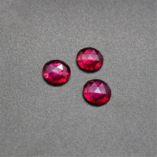 Ruby Round Cabochon Blood-red Ruby Gem Faceted Surface Flat Back 8mm GR21
