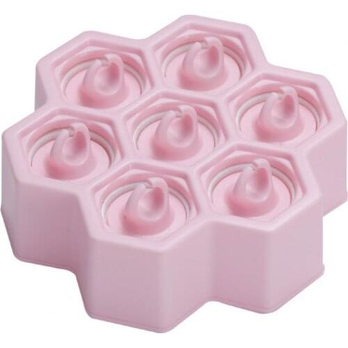 Silicone Ice Molds 7 Cavity Ice Cube Tray Honeycomb Ice Moulds Food Grade Flexible Bar Ice Maker With Lids for Whiskey Cocktail