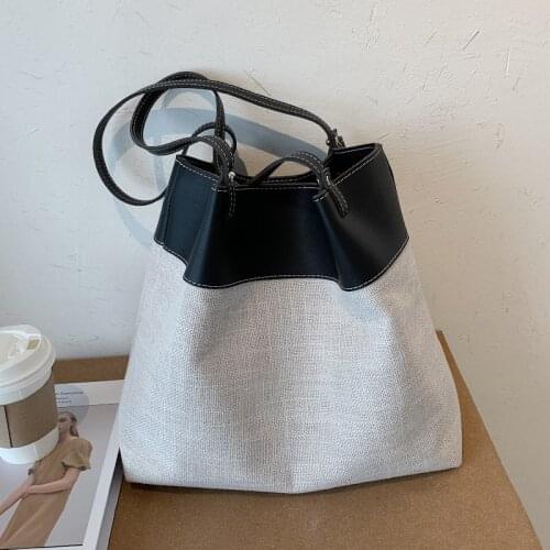 Contrasting Color Stitching Tote Bag Large Capacity Shoulder Bags for Women 2020 Womens Bag Luxury Handbags Fashion Shopper Bag