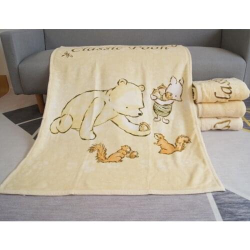Disney Baby Winnie Bear Friends Mickey Minnie Plush Thick Blanket Throw 90x120cm for Kids Boys Girls on Bed/Sofa/Plane/Crib