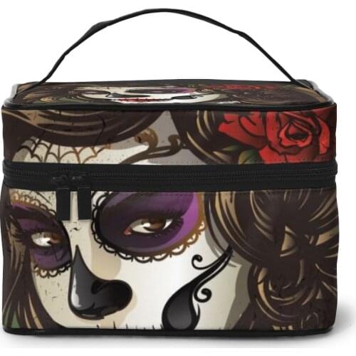 Women Makeup Bags cosmetic bag Toiletries Organizer Travel Storage Bag Sugar Skull Girl