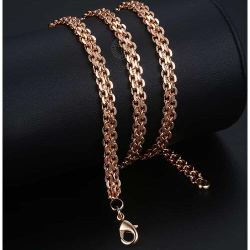 Womens Girls Necklaces 585 Rose Gold Filled Braided Weaving Bismark 5mm Link Chain Necklace Fashion Jewelry 20inch 24inch DCN05