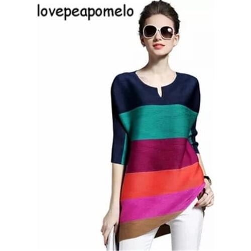 New Spring Autumn Big Size Women Dress Vintage V-neck Striped Dress Large Size Female Dress Harlf Sleeve Patchwork Pullover BD10