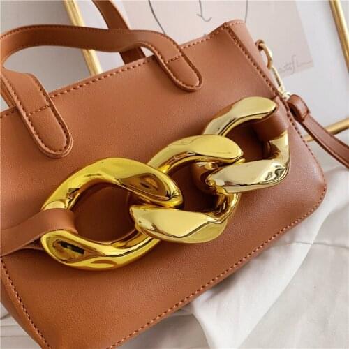 Gold Thick Chain Luxury Handbags For Women Tote Bags Leather Crossbody Shoulder Bag Women Bucket Bag Brand Clutches
