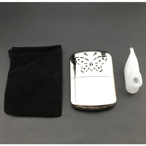 1 x Stainless Steel Pocket Hand Warmer Indoor Outdoor Small Handy Warmer Heater With Velvet Bag New Arrival