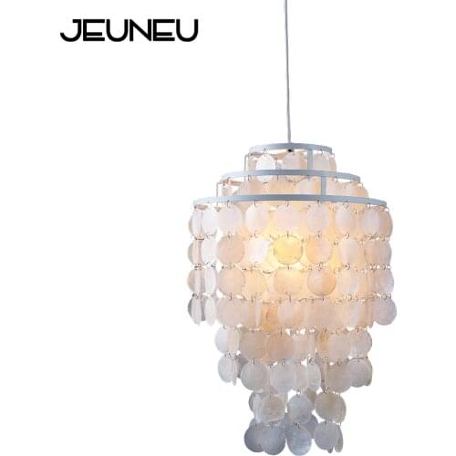 3 Circle loft modern white natural seashell pendant lamp lustres fixture E27 Lights Shell lamps for bedroom living room kitchen