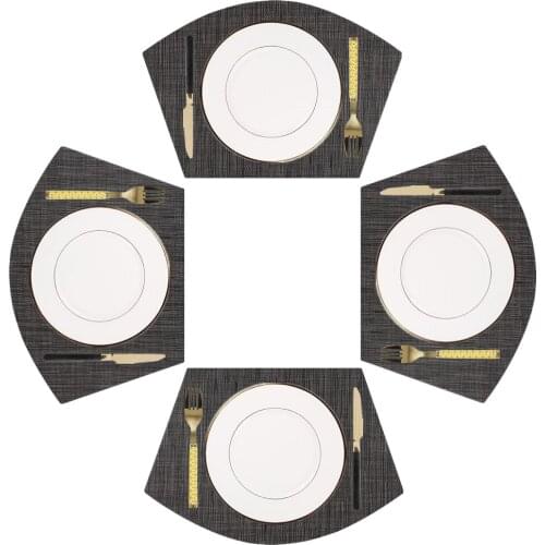 4/8Pcs Fan Shaped PVC Washable Placemats for Dining Table Mat Non-slip Placemat Set in Kitchen Accessories Cup Coaster Wine Pad