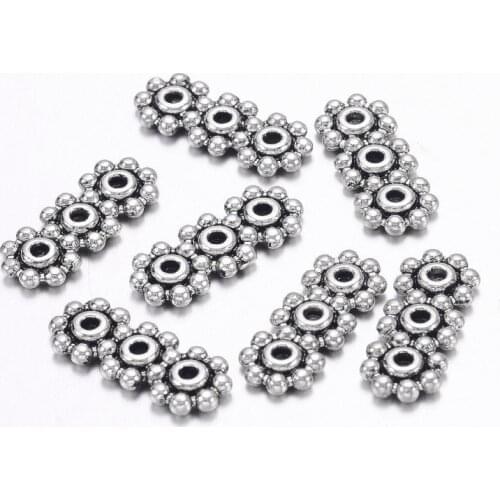 50pcs Tibetan Style 3 Holes 3 Strands Spacer Bars Separator Connector for Jewelry Making Accessories Finding 15x6x1.5mm