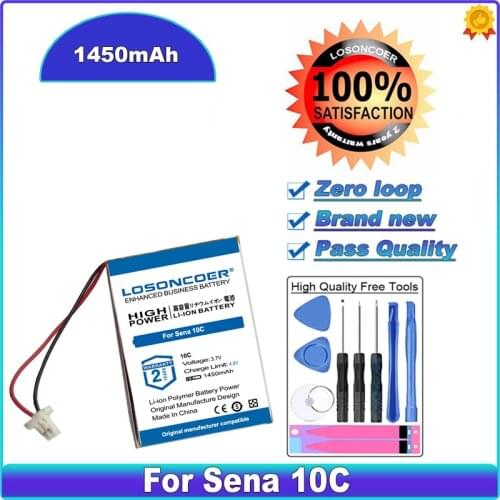 LOSONCOER 1450mAh Battery For SENA 10C 10S 20s Headest Li-po Polymer Rechargeable Wireless Headphones Battery High Capacity