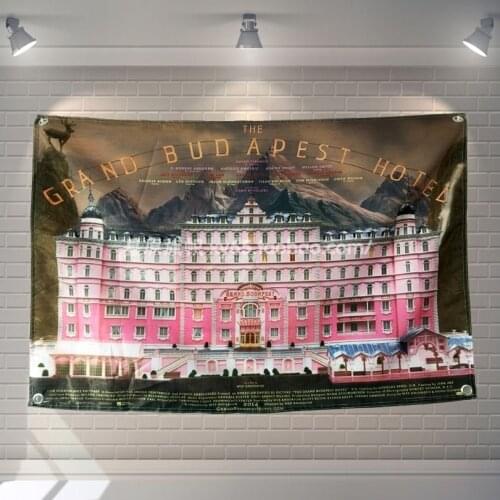 "Budapest Grand Hotel" Movies Poster Scrolls Flag Bar Cafes Hotel Theme Home Decoration Banners Hanging Art Waterproof Cloth