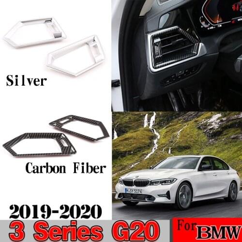 Chrome/Carbon Fiber AC Front Air Outlet Frame Decoration Covers Trim For BMW 3 Series G20 G28 2019-2020 Interior Car Accessories