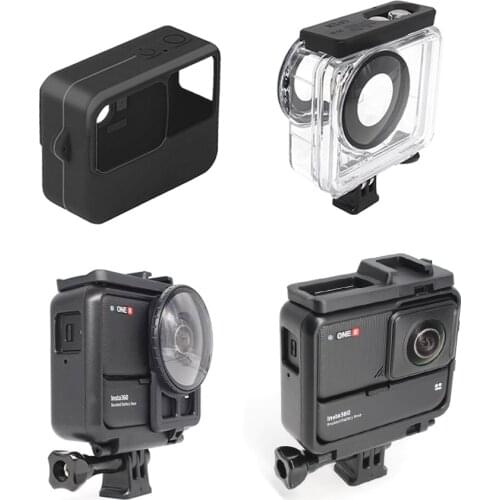 For Insta360 One R Boosted Battery Base Waterproof Case Lens Guard Mounting Bracket w/ Cold Shoe for Dual-Lens 360 Mod Parts