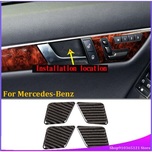 For Mercedes-Benz C-Class 2005-2012 Inner Door Bowl Stickers Real Carbon Fiber Car Interior Modification Parts
