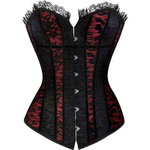 Women Sexy Waist Trainer Corset Lace Up Corsets Bustiers Waist Cincher Corset Burlesque Plus Size Overbust Corselet Gothic Lady