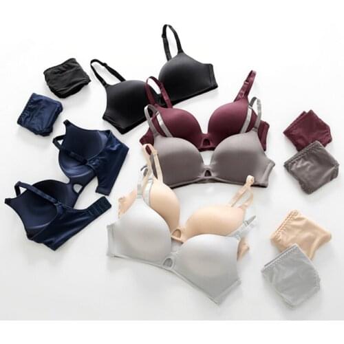 Girl Underwear Lingerie Sets Fashion Cute Feminina Glossy Pure Gather Langerie Sexy Lenceria Bow Gather Bra and Panty
