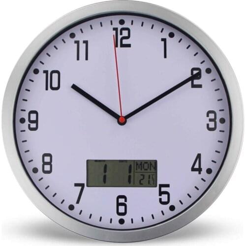 Wall Clock Classic Temperature Display Wall Clocks Modern Design Digital Aluminum Clock Quartz Horloge Retro Relogio De Parede