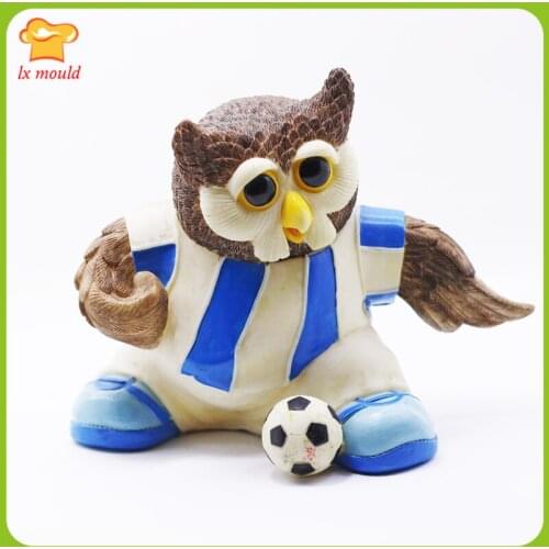 11.11 New Athlete Owl Silicone Mould food use resin polymer clay plaster wax mold Football Owl