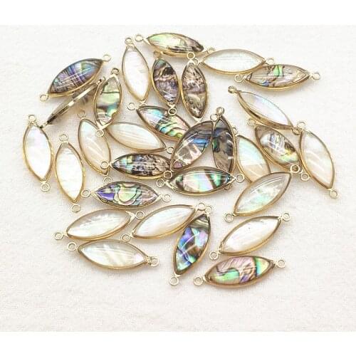 New arrival! 25x8mm 50pcs Built-in Real Shell Oval Connectors for Handmade Earring DIY Parts Jewelry Findings & Components