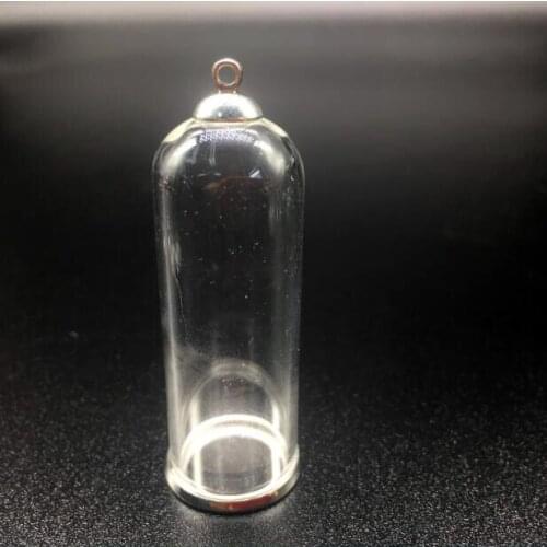 Wholesale 50sets 50*18mm bell wishing Glass globe silver plated lace tray 8mm beads cap set DIY glass vials pendant jewelry tool