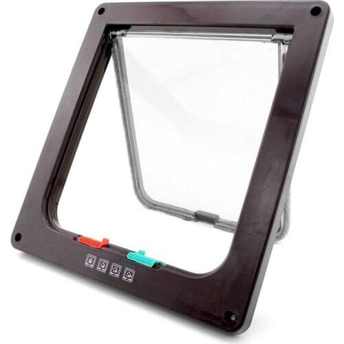 Dog Cat lock Flap Door ABS durable Small Pet Gate Door Kit for Dog Cats with 4 Way Security Lock Flap Door Pet Supplies