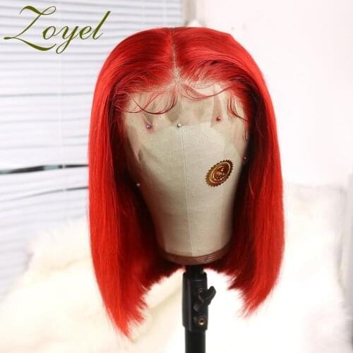 Zoyel Bob Wig Synthetic Short Bob 10 inch Synthetic Lace Wig Ombre Blonde 613 Red Heat Resistant Cosplay Wigs For Black Women