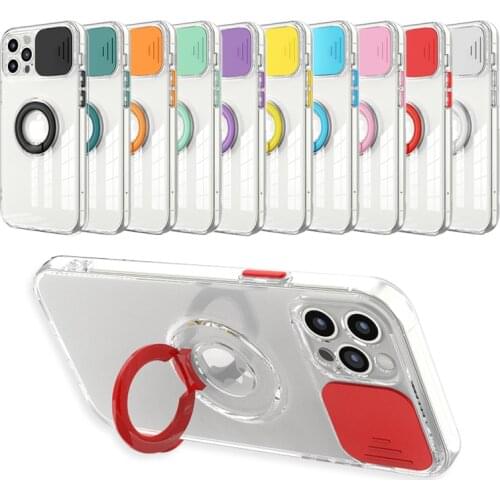 Slide Camera Lens Protection Phone Case For iPhone 11 Pro 12Pro XS Max XR X SE2 8 7 Plus 12 Mini Soft Clear Bracket Back Cover