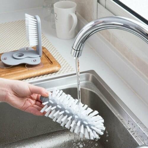 Sink Suction Cup Base Cleaning Brush Wine Cleaner Bottle Glass Brush Cleaner